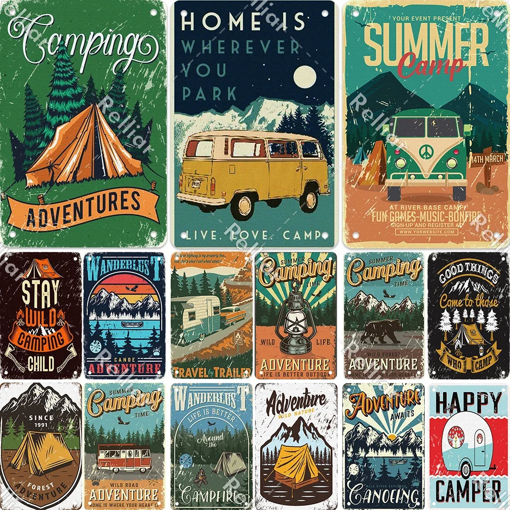 الرجعية سعيد العربة ديكور لوحة في الهواء الطلق مغامرة معدن القصدير تسجيل الحياة البرية رمز حلية ملصق المنزل بار نادي الديكور اللوحة