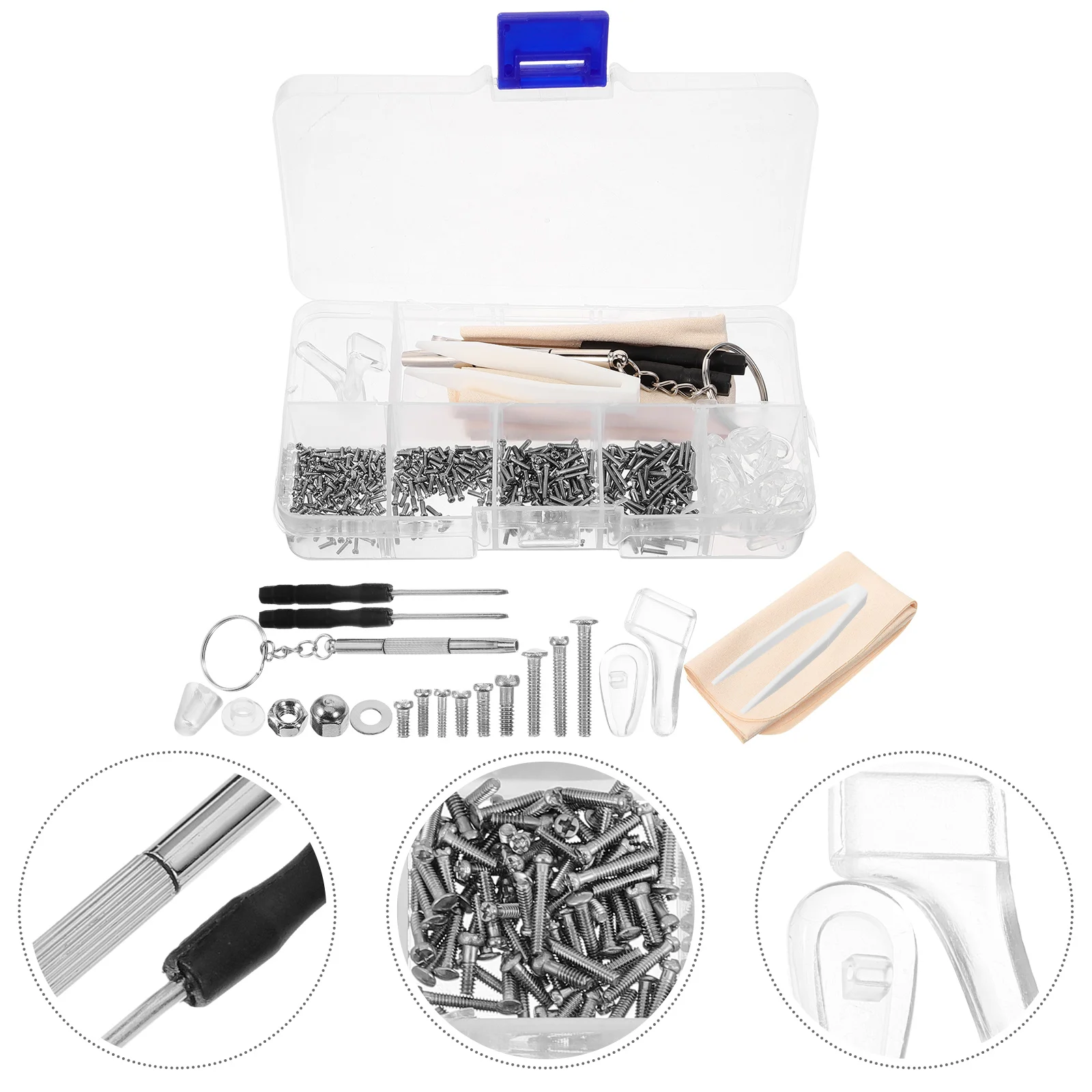 

1 set Glasses Repair Kit Eyeglass Screwdriver Set Nose Pads Antislip Ear Grips Screws Accessories Comfortable DIY Fix