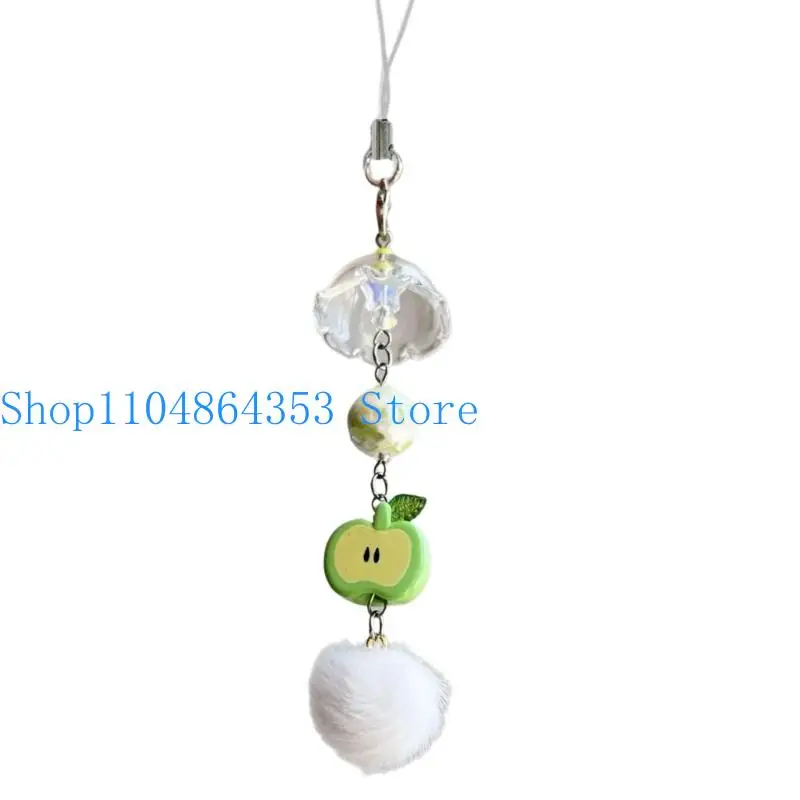 

652F Soft Touch Apples Ring Purse Decoration Everyday Use 3D Fruit Keychain Fashionable Women Handbag Accessory