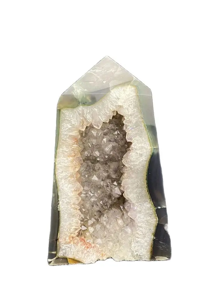 Imagem -02 - Ágata Natural Geode Obelisco para Decoração Home Reiki Healing Crystal Wand Feng Shui Wizard Worship Presentes de Férias