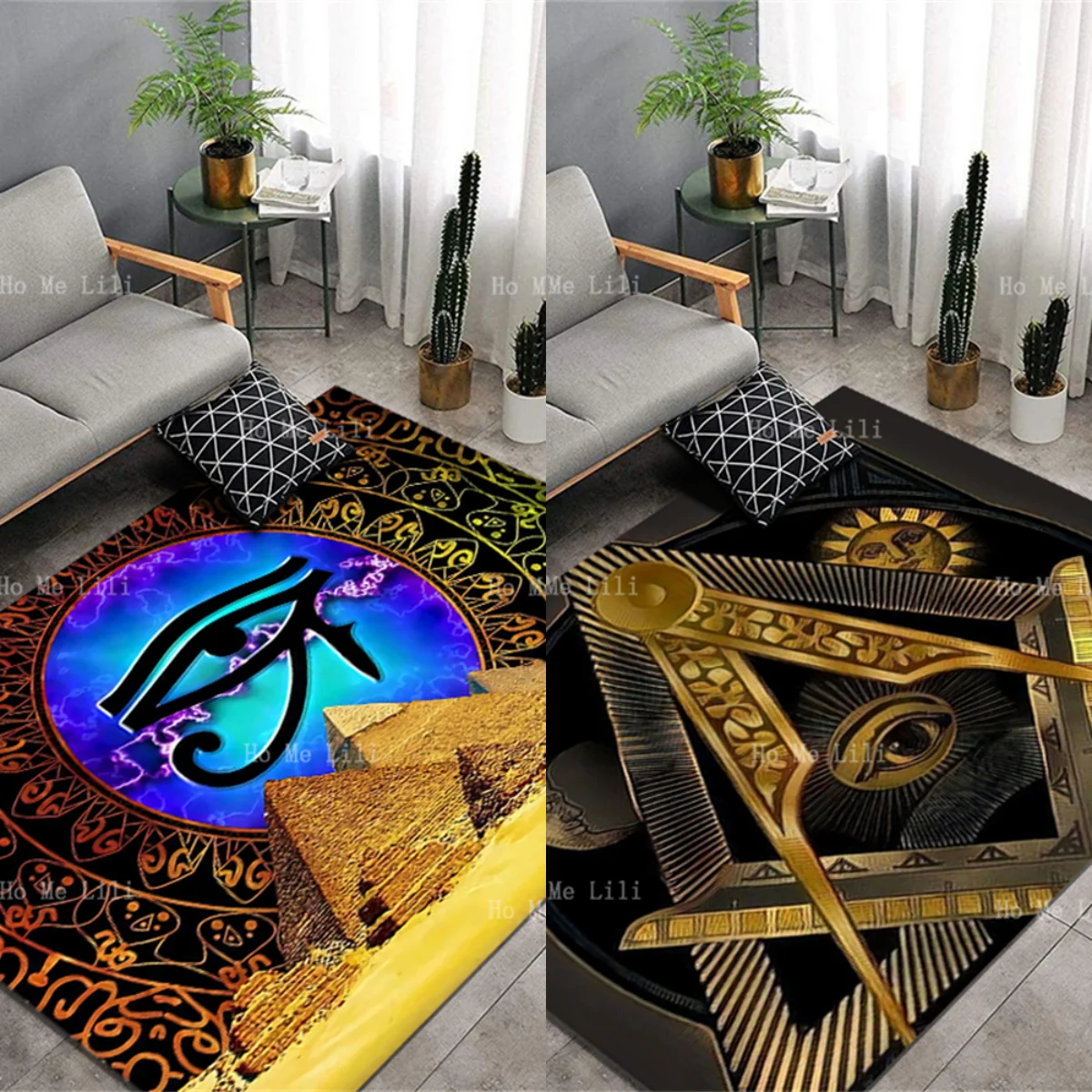 The Eye Of Horus. The Eye In The Clock.Non Slip Flannel Carpet For Home Decoration