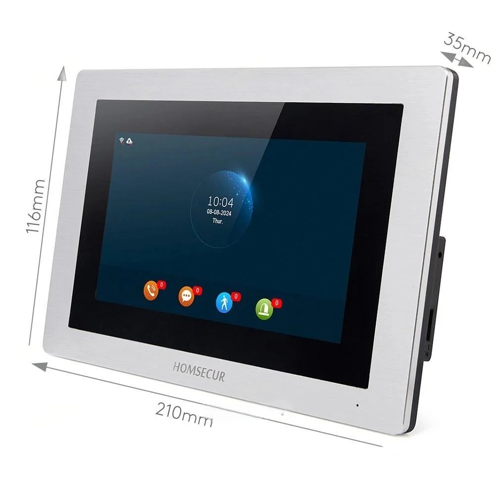Monitor de Intercomunicação BA14F com Tela Touch de 7 Polegadas e 4 Fios, Aparelho de Áudio ADP para Sistema de Vídeo Porteiro HOMSECUR 1080P