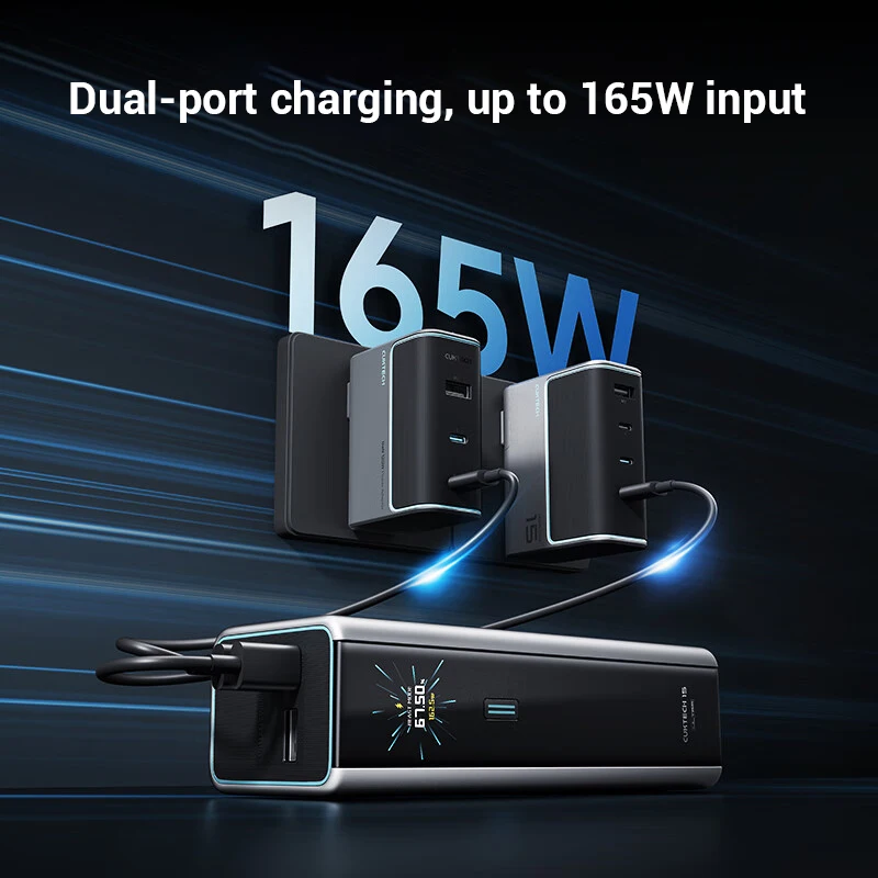 CUKTECH No.15 Power Bank Ultra 20000mAh PB200U 165W 2-Ports Input شاشة محمولة لجهاز Macbook iPhone 15 Xiaomi 14 Pro