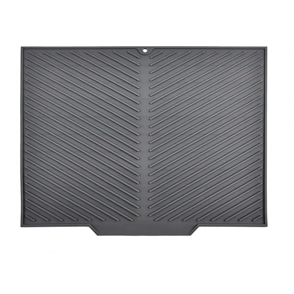 Drain Pad for Kitchen Sink Silicone Dish Drying Mat with Grooved Drainage Heat-resistant Kitchen Counter Protector Non-slip Sink