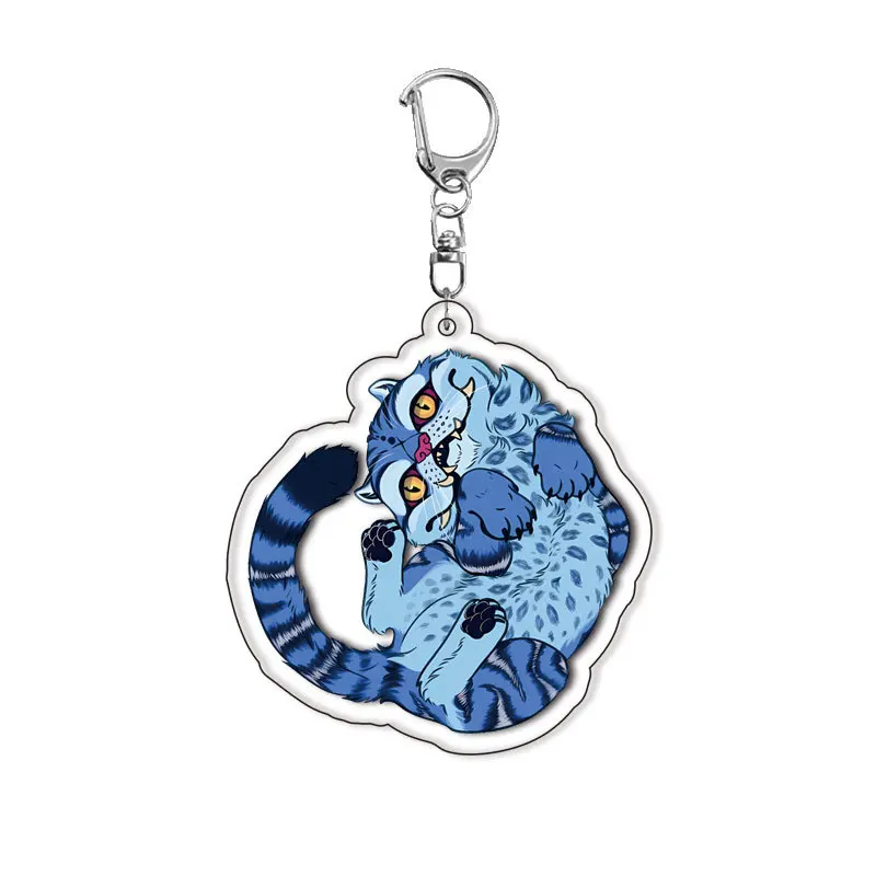 Dessin animé Huntrix Saja garçons Derpy tigre acrylique k-pop chasseurs de démons tigre porte-clés anneau porte-clés bijoux Fans cadeaux