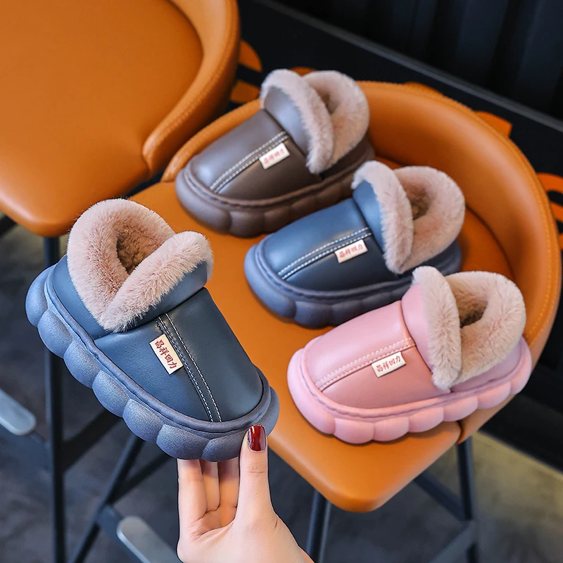 

Children's cotton slippers New winter children's anti-water cotton slippers Girls' cotton shoes warm boots