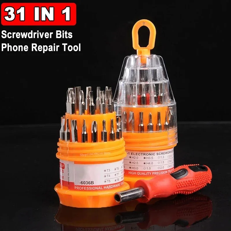 Multi Functional Precision Maintenance Manual Tool, 31 in 1 Screwdriver Mini Kit, Detachable Anti Slip Handle