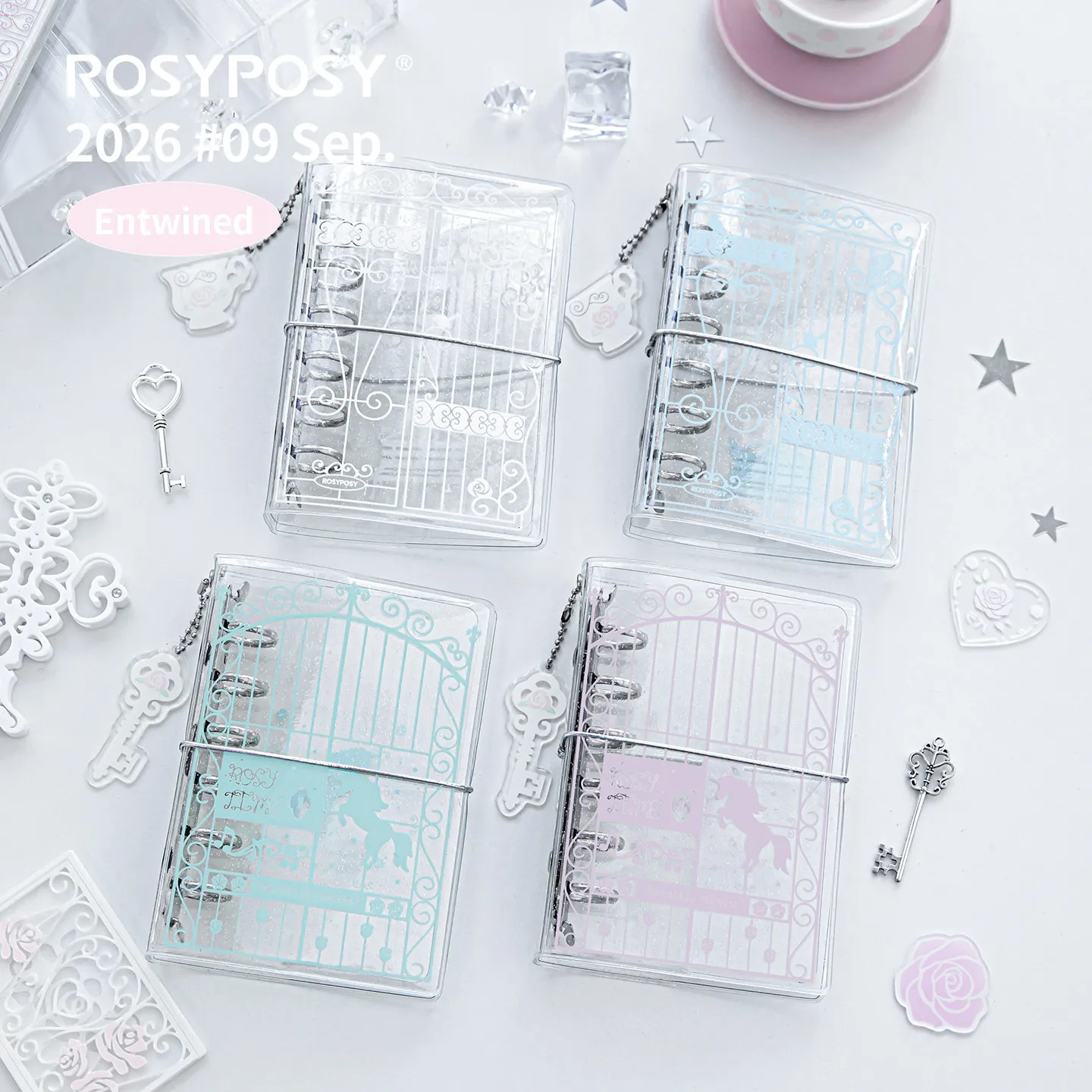 MINKYS Window Pattern A7 Binder Notebook Fine Glitter Pocket Notebook Ins Aesthetic DIY Journal Scrapbook Planner