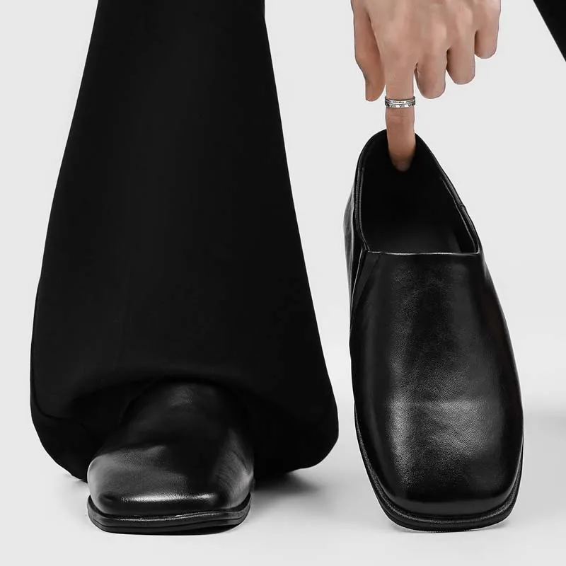 Men's Square Toe Loafers Slip On Casual Shoes Soft Sole Business Men Dress Shoes Comfortable Office Formal Footwear For Men