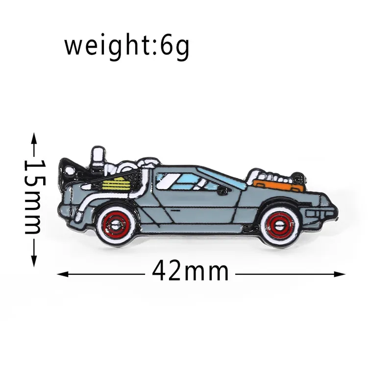 Back to The Future DeLorean Time Machine Car Enamel Pin, Classic Movie Lapel Brooch Badge Backpack Clothing Accessory Gift