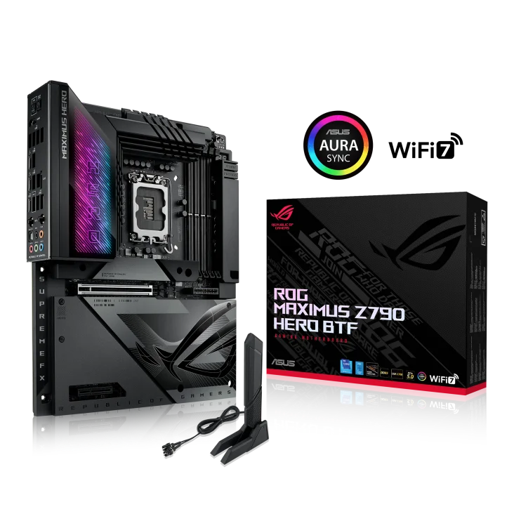ROG MAXIMUS Z790 HERO BTF LGA1700 Desktop Gaming Motherboard Double Hidden Connector DDR5 M.2 PCIe 5.0 NVMe SSD Wi-Fi 7
