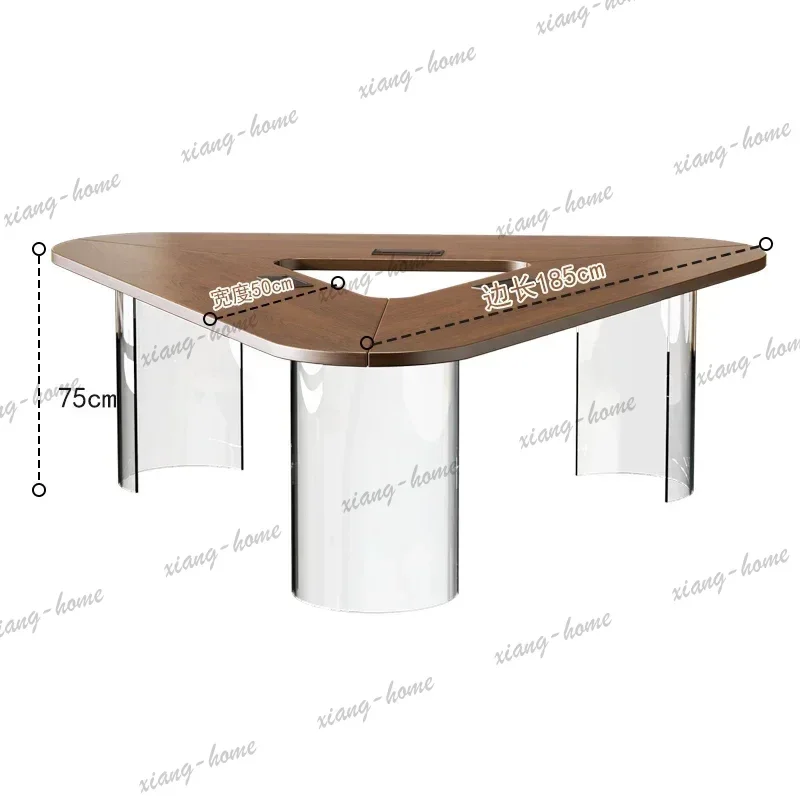 LJY Modern Solid Wood Triangle Negotiation Table Conference Table Conference Room Tables Office Furniture Luxury Meeting Tables