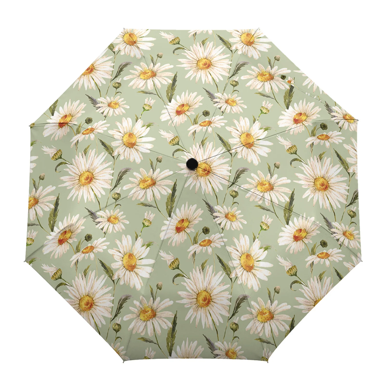 Daisy Butterfly Drops Of Water Windproof Umbrellas Travel Folding Umbrella for Female Male 3 Fold Non Automatic Parasol