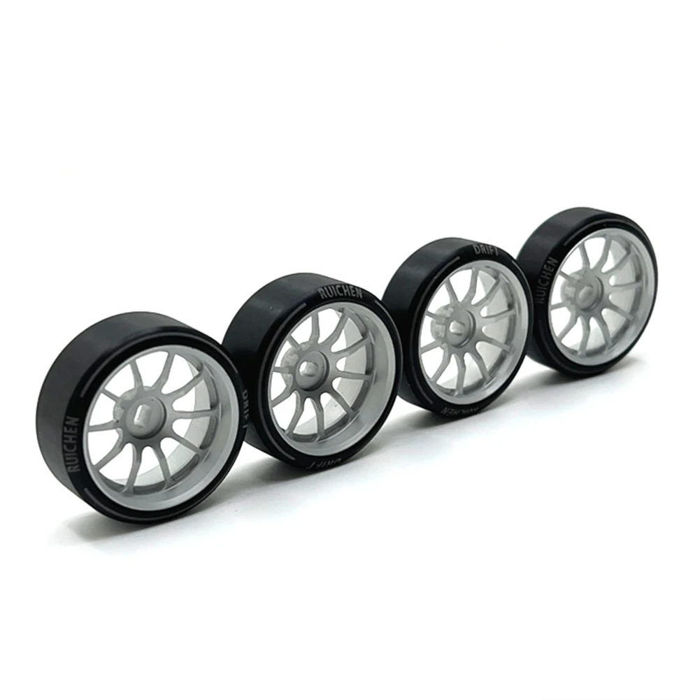 4Pcs Hard Plastic Drift Tire Tyre Metal Wheel Rim for 284131 K969 K989 P929 Mini-Z 1/28 RC Car Upgrades Parts,2