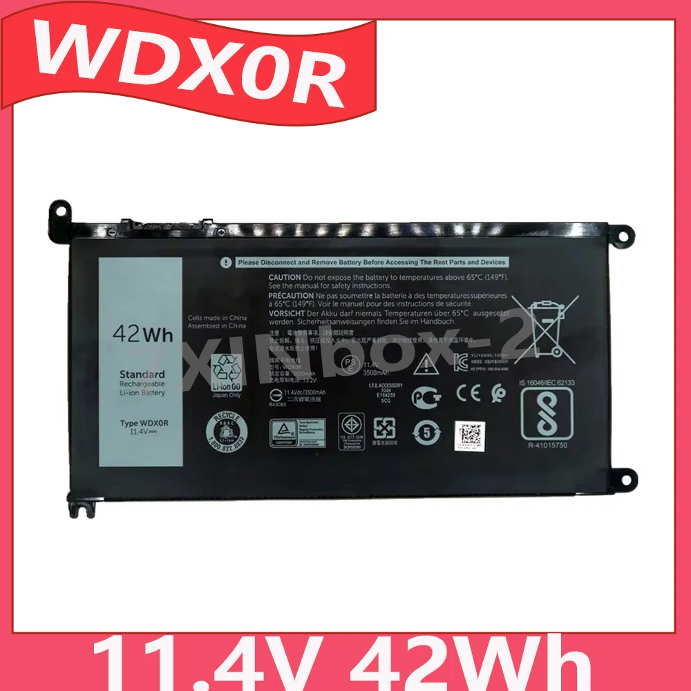 WDX0R WDXOR T2JX4 3CRH3 11.4V 42Wh 3500mAh Laptop Battery For Dell Inspiron 15-5570 5567 5575 5580 7570 7378 5739 Series