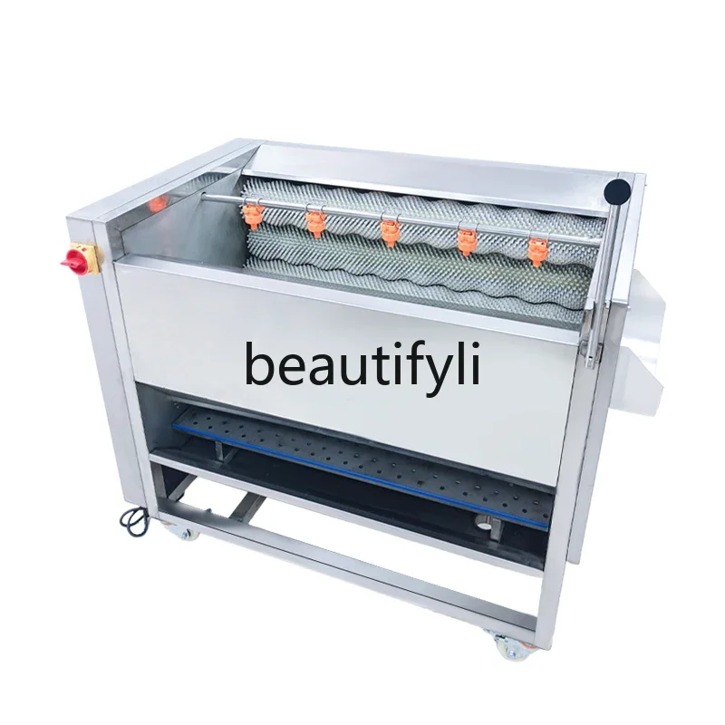 Cleaning ginger sweet potato taro lotus root automatic stainless steel brush peeling machine