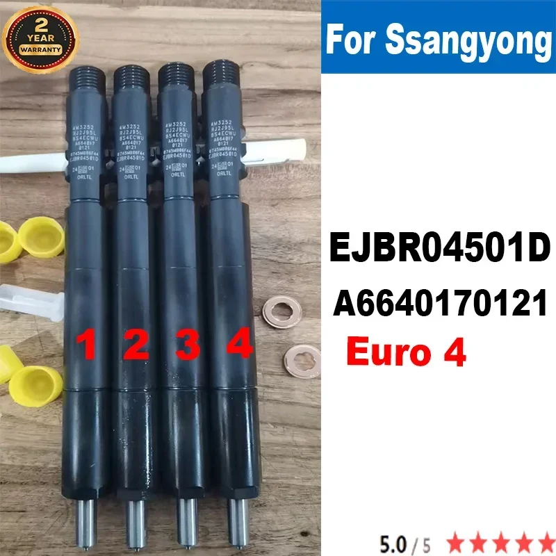 

4PCS EJBR04501D A6640170121 6640170121 New Diesel Common Rail Fuel Injector FOR SSANGYONG DIESSEL ACTYON KYRON REXTON Euro 4