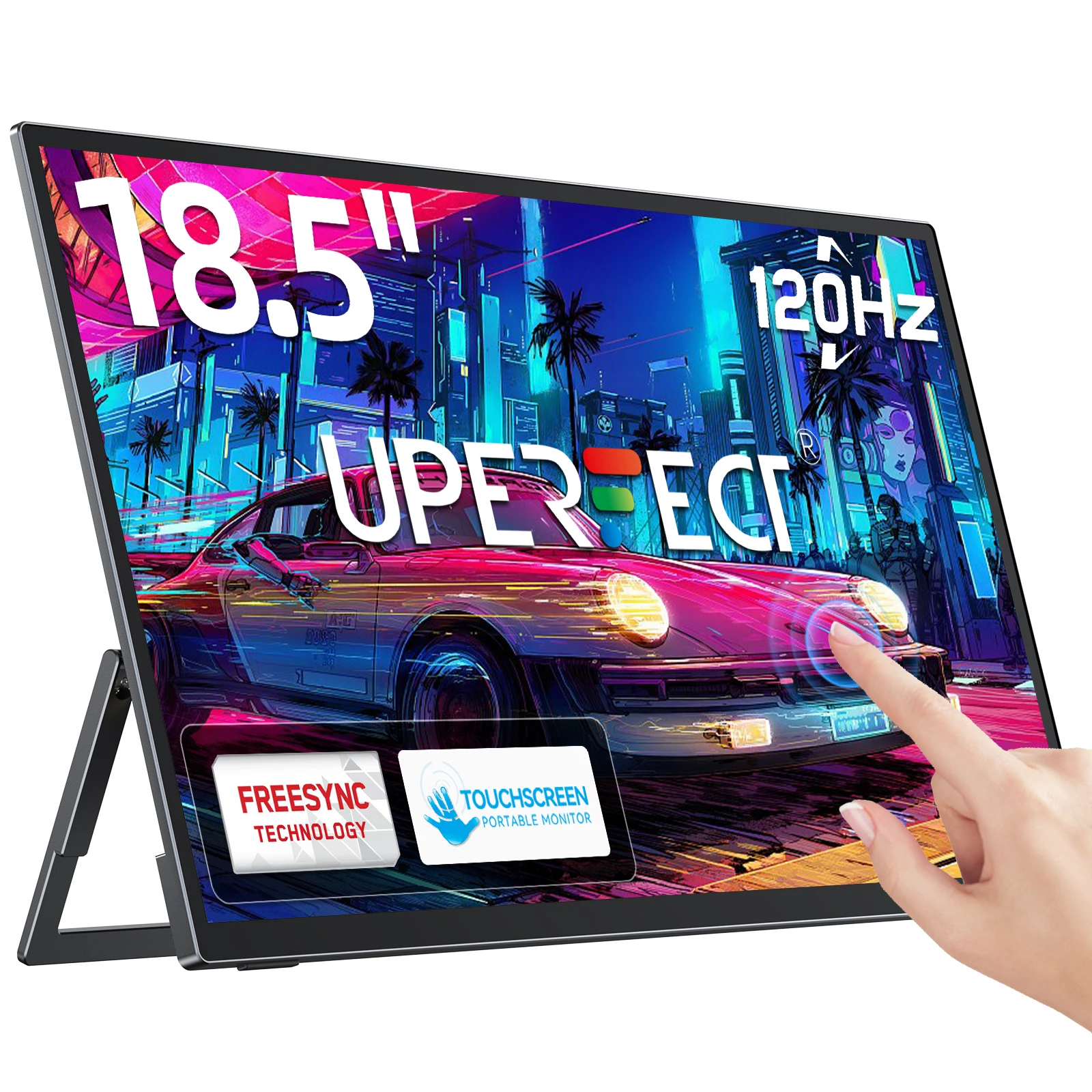 

UPERFECT 18.5'' Portable Monitor Touchscreen 120HZ 1080P Travel Monitors HDMI USB C External Screen For Laptop PC 10-Point Touch