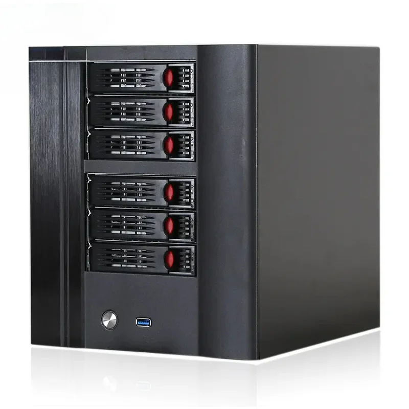 NAS , 6-Disk, Black Qunhui 1.2 Steel Plate Aluminum Alloy Panel Hot Swappable Position Storage Chassis