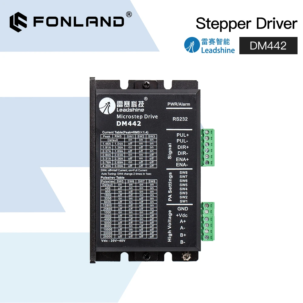 Leadshine DM442 2 Phase Stepper Motor Driver 1.0-4.2A 20-40V Microstep Driver for Nema17/23 CNC Laser Engraving Cutting Machine