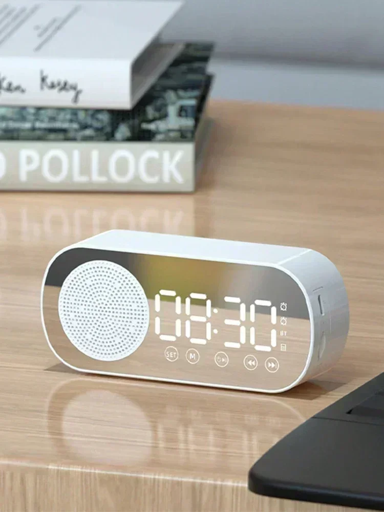 

Mini AI bluetooth speaker Wireless Smart Alarm Clock Speaker Bluetooth Speaker, Multi-functional Loud Subwoofer Clock