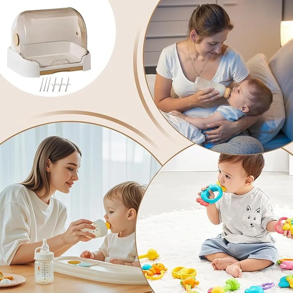 Adjustable Baby Bottle Storage For Countertop And Bottle Drying Rack Designed To Hold Multiple
