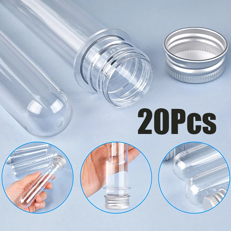 20Pcs Jewelry Storage Clear PET Tubes, Transparent Plastic Test Tubes for Small Craft Accessories 40ml