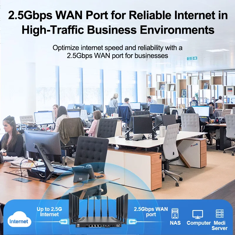 High Speed 5G Tri-Band WiFi7 Router With SFP Uplink WAN/LAN Ports Durable Construction For Educational Campus Use