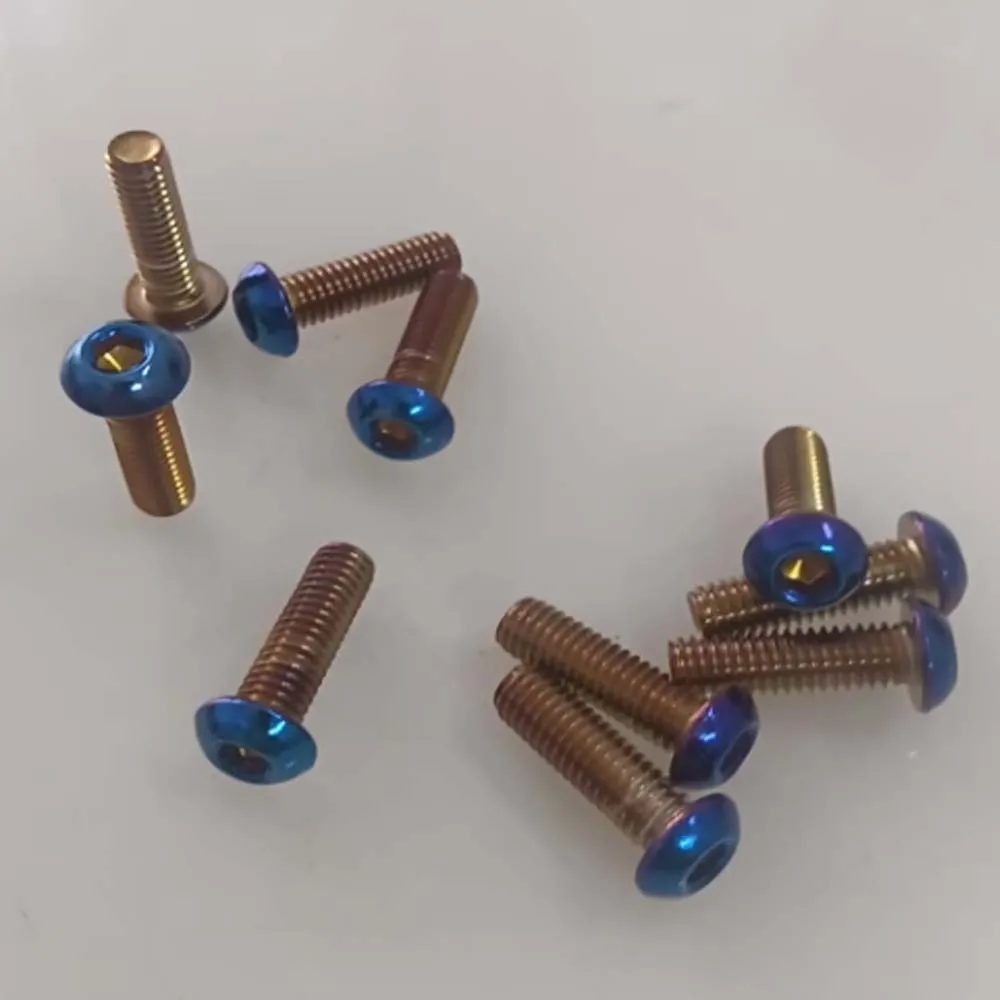 ISO7380 Button Head Hex Socket Allen Bolts, Titanium Blue Coated Stainless Steel, M4 M5 M6 M8 M10 for Bikes & Motorcycles