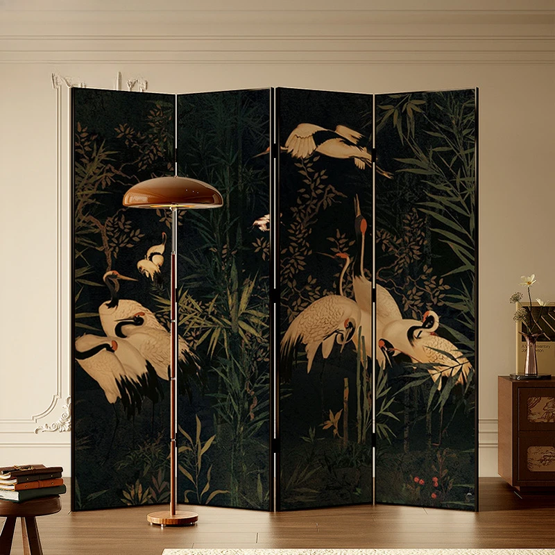 Factory Direct 2026 Screen Folding Mobile Room Partition Baffle New Chinese Home Living Room