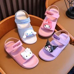 Sanrio Children Sandals and Slippers Hello Kitty Cinnamoroll Kuromi Cartoon Portable Outdoor Non-slip Sandals Beach Sandals