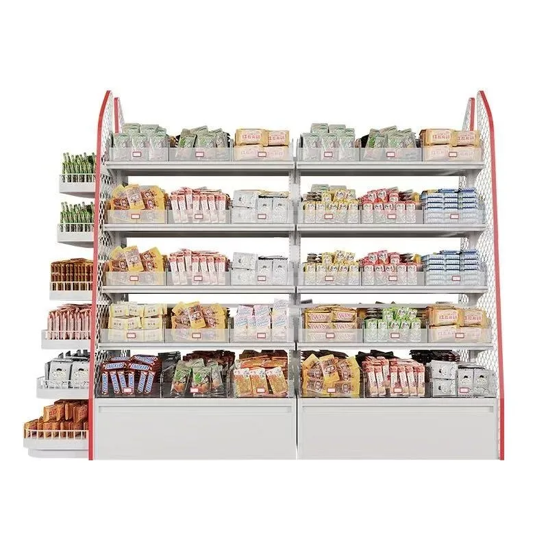 New double-sided five-layer bulk snack counter island rack cold-rolled steel supermarket snack display rack