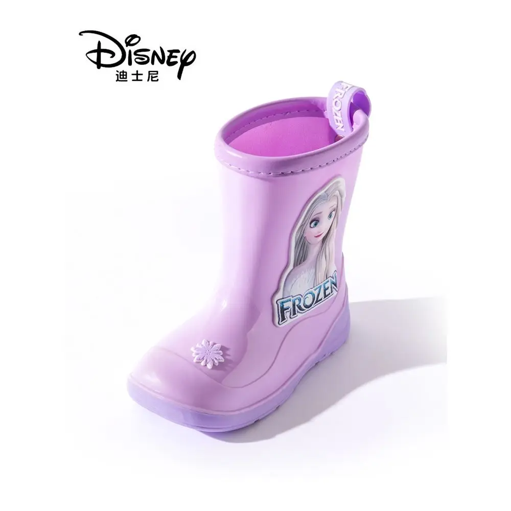 Disney Children\'s rain Boots for Girls Non-slip cute rubber shoes elsa Princess Girls Kindergarten waterproof boots