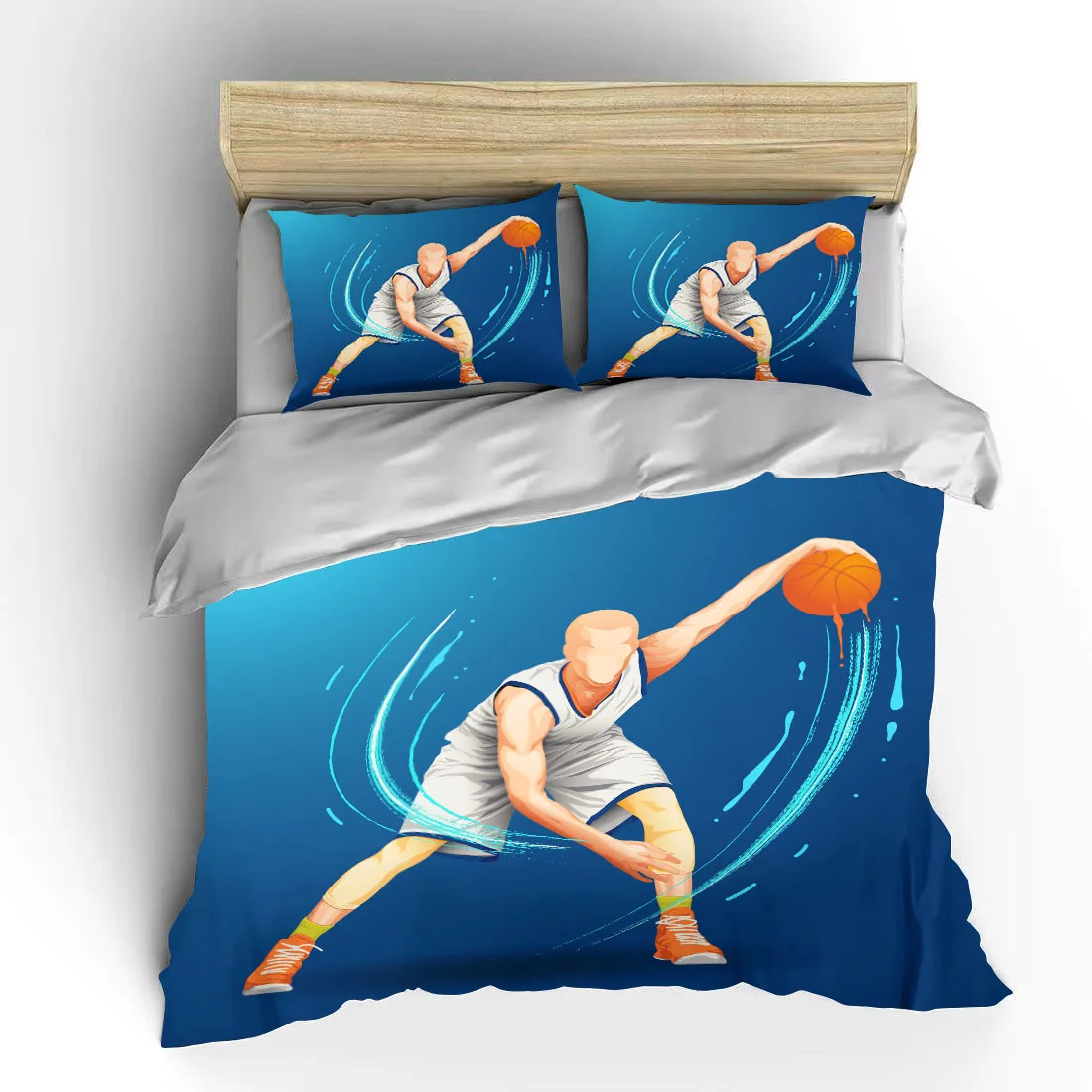 Cute Cartoon Basketball Characters Double Bed Duvet Cover Bed European Bedding Sets Home Pillow Cases Bedroom Bedding Sets