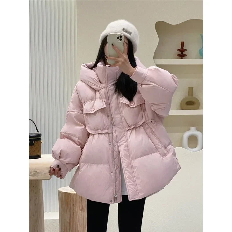 Nuovo inverno latte cheoping con cappuccio in vita piumino lungo da donna piumino d'anatra bianco spesso cappotto allentato anti-stagione marea di alta qualità