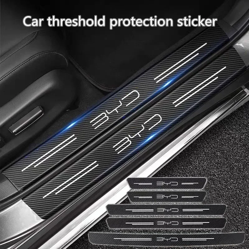 Carbon Fiber Door Trunk Sill Anti‑Scratch Stickers For BYD Seal U Dolphin Mini Sealion 7 Song Pro ATTO 3 Yuan UP Dolphin Seal 5