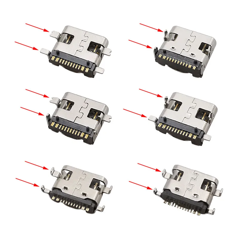 10Pcs USB Type C Connector 16 Pin Female Charging Port PCB Soldering DIY Repair USB-C Adapter 16P USB Type-C Socket Connectors