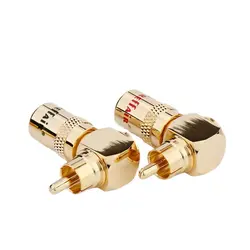 Złącze Audio złota wtyczka RCA wtyczka męska 90 stopni 8MM Audio wideo Adapter do lutowania złącze głośnika RCA łokieć