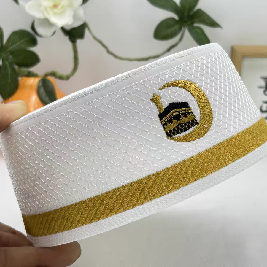 Free Shipping Muslim Caps For Men Clothing Prayer Hat Islamic Embroidery Kufi Tax Products Kippa Turkish Modern Polyester 03551