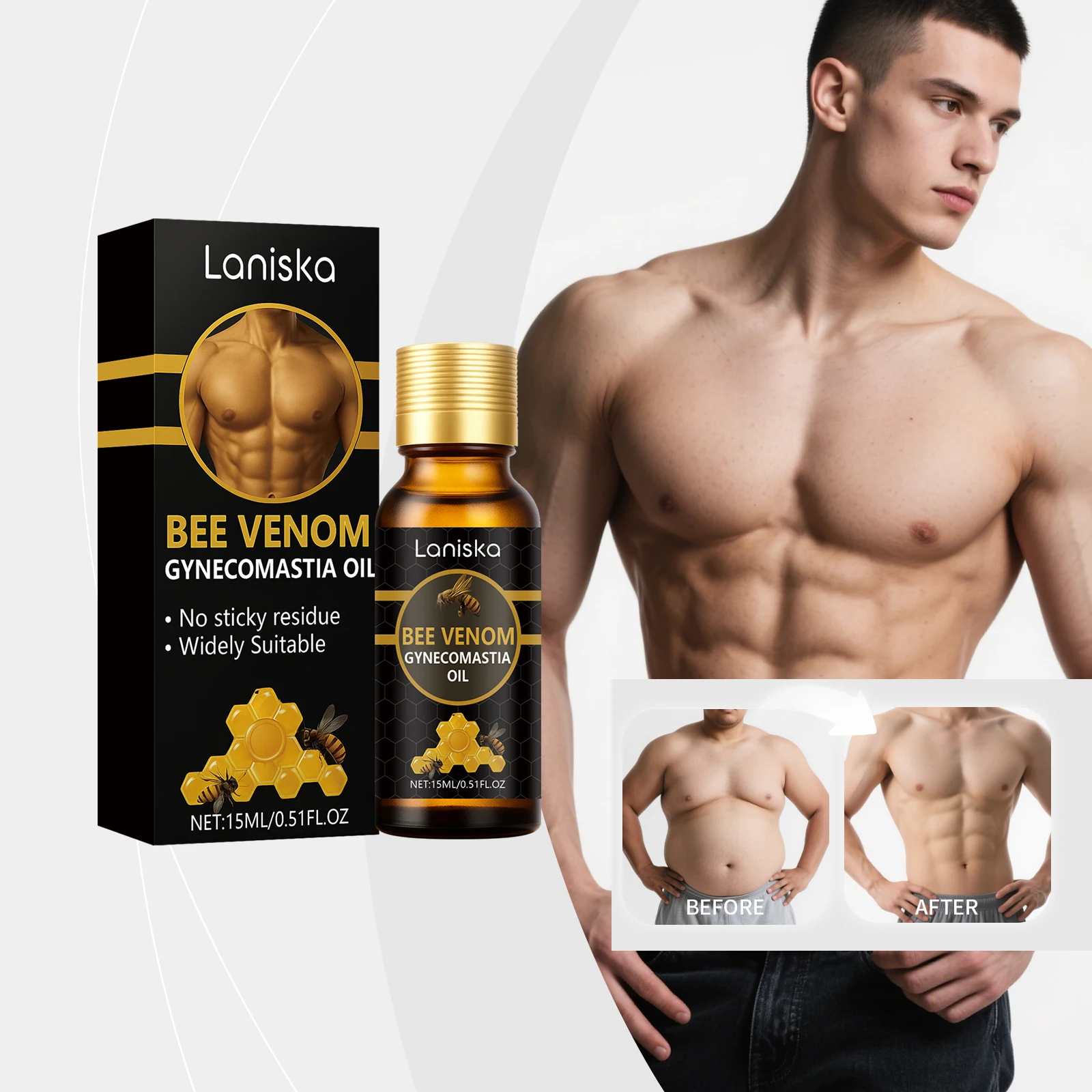 Men's Chest Care Essential Oil Shaping Skin Contours to Showcase Men's Body Curves Massage Oil