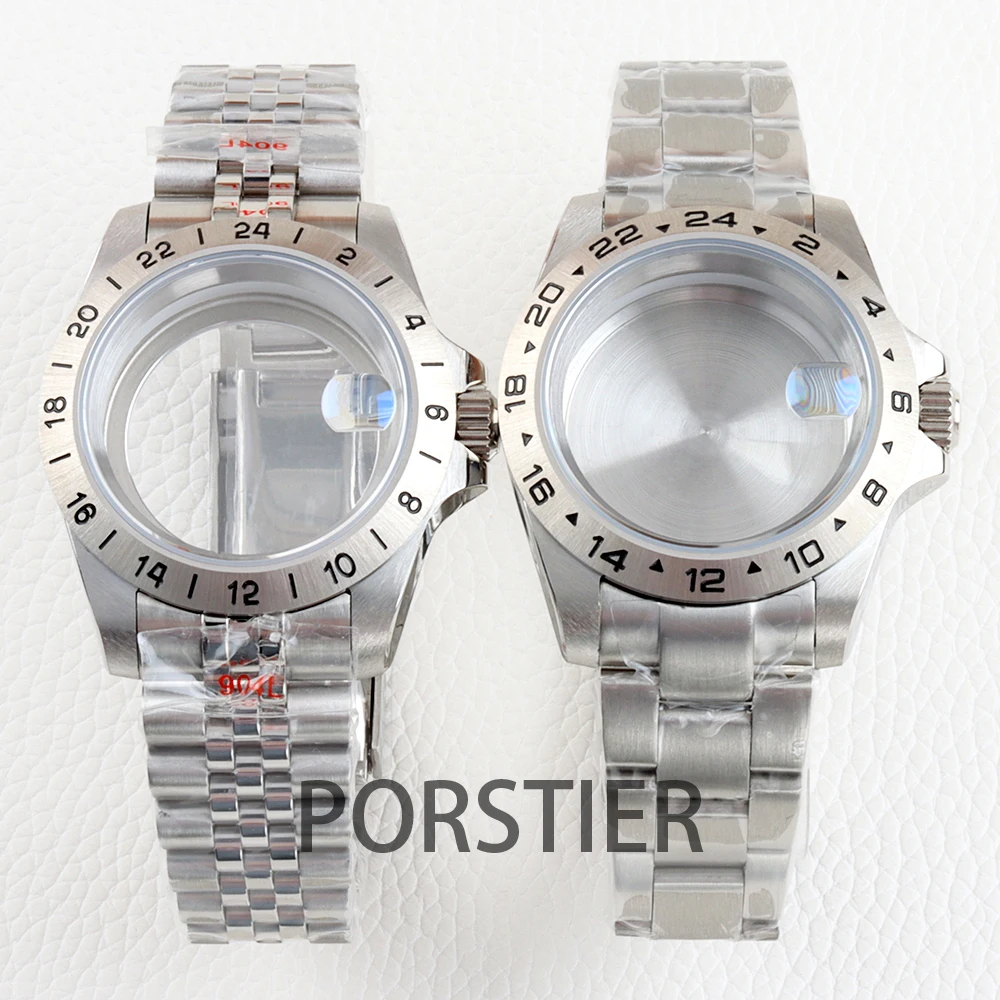 39mm EXP 24 Hour Soild Steel Bezel Watch Case for Explorer NH35 NH36 Movement 28.5mm Dial Sapphire Glass jubilee/oyster strap