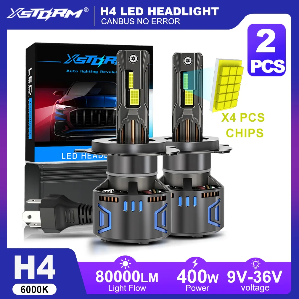 XSTORM H7 LED Headlights Bulbs H1 H4 H11 9005 9006 9012 LED Lights Canbus 80000LM 400W Car Headlight With Fan Turbo Lights 6000K