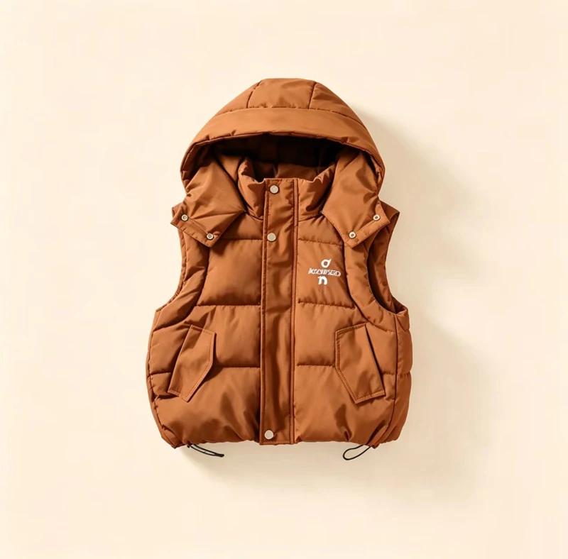 IYEAL Kids Removable Hooded Puffer Vest, Sleeveless Thick Warm Waistcoat, Toddler Winter Outerwear Gilet with Letter Print