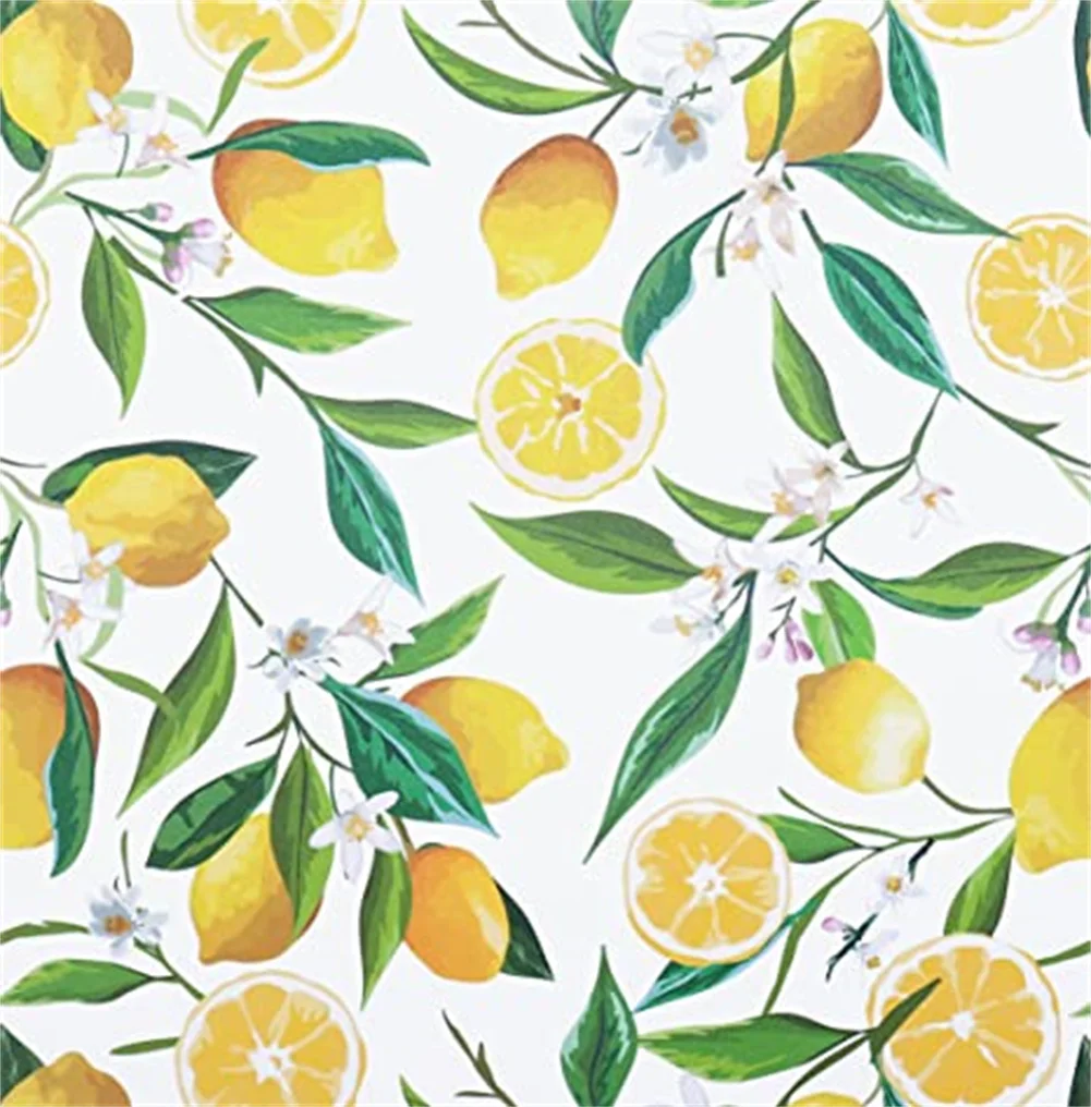 

Lemon Peel and Stick Wallpaper Fresh Citrus Leaf Floral Wallpaper Removable Green/Yellow Vinyl Cabinet Self Adhesive Wallpaper