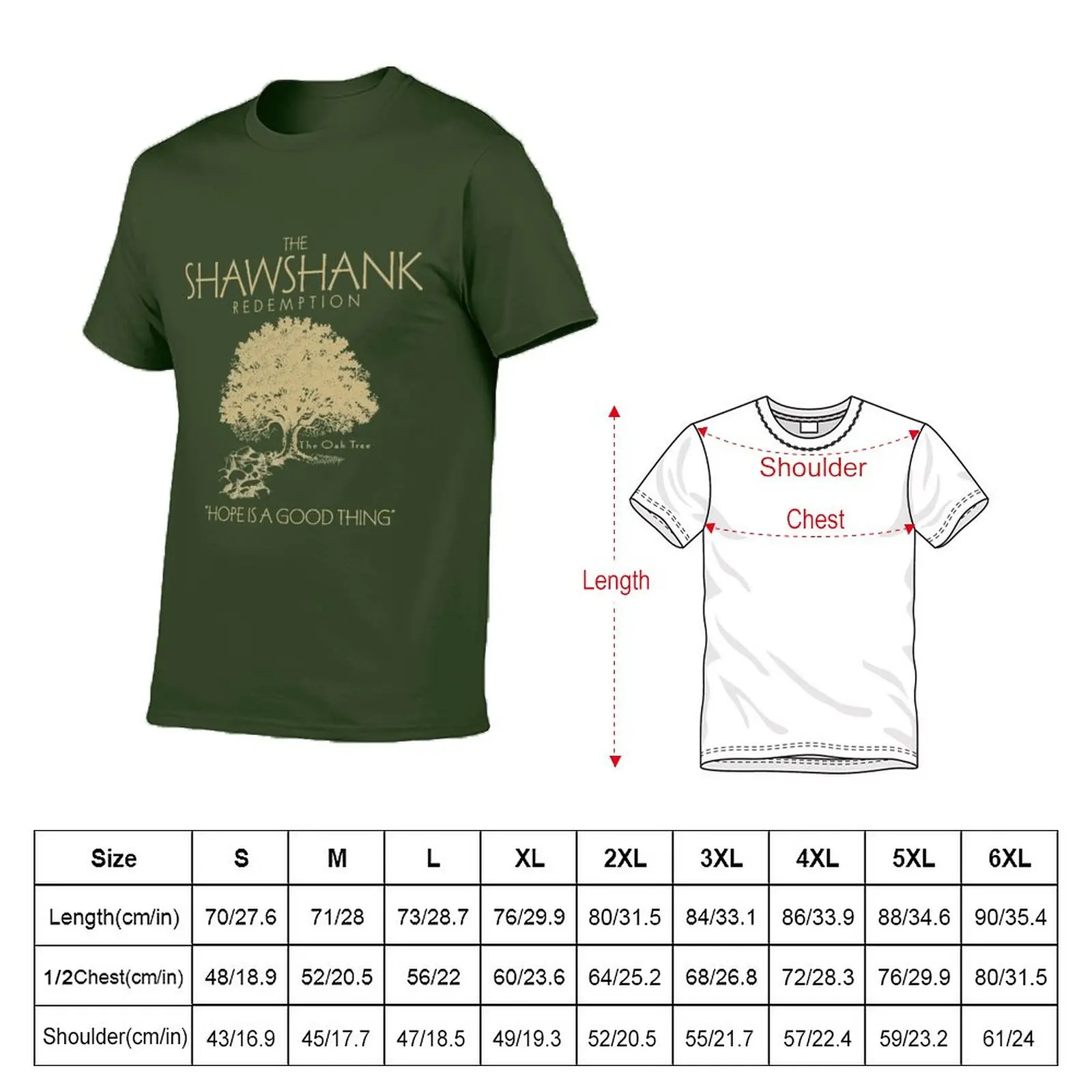 New Shawshank Redemption Oak Tree T-Shirt anime clothes custom t shirts design your own men clothing