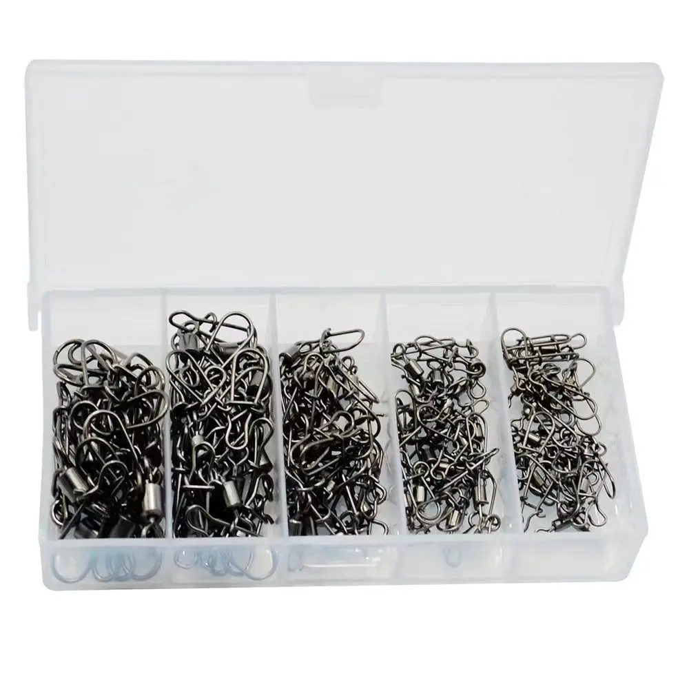 50pcs/100pcs Bearing Rolling Swivel Snap Connector Tackle Buckle 360 Rotate Rolling Fishing Bearing with Fast Lock Reinforced