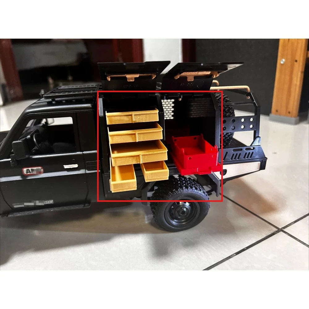 RC Crawler Rear Storage Drawer Box Customized For MN82S 1/12 RC Truck Simulation Interior Organizer Upgrade Mod Accessories