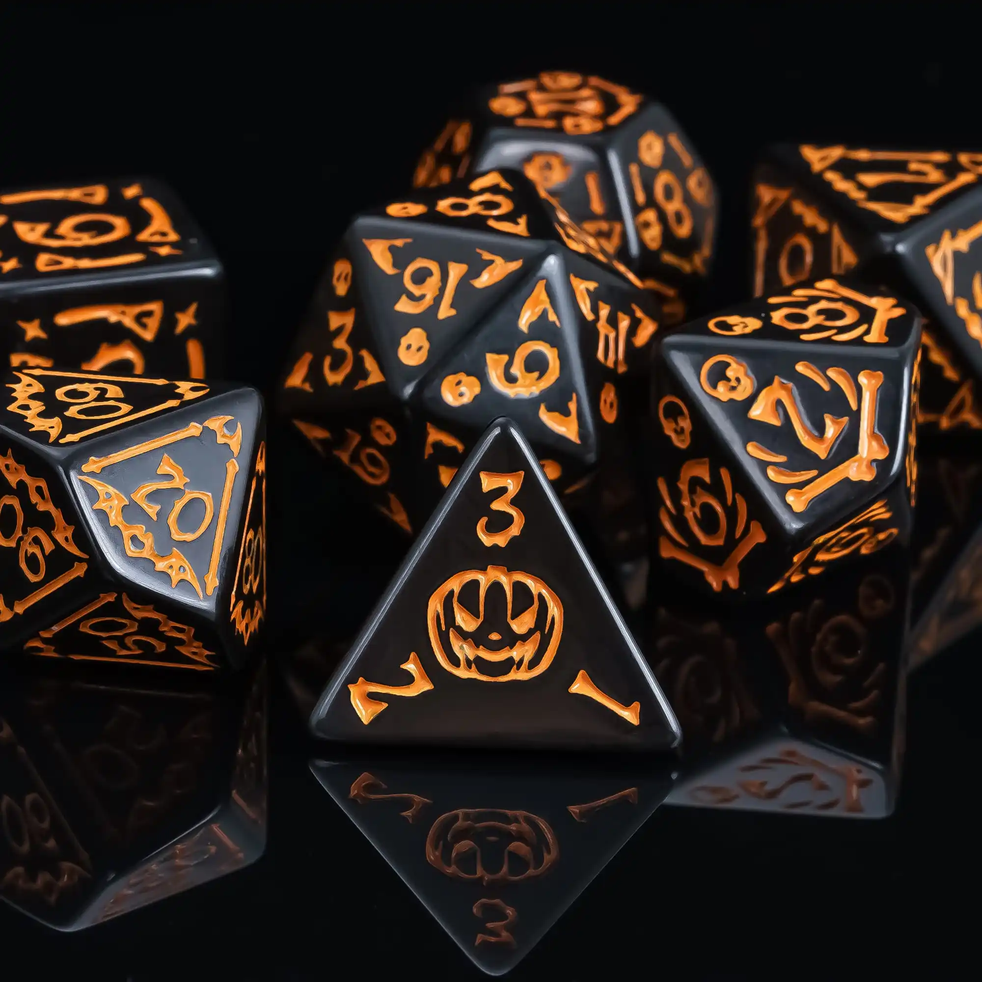 Halloween DND Dices 7Pcs/set Skull Pumpkin Bat Broom New Patterns D4- D20 Polyhedral Dice Set for D&D Role Playing Board Games