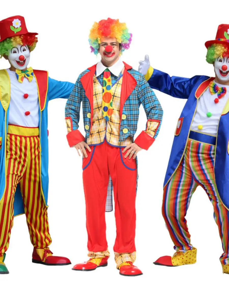 مجموعة أزياء المهرج للهالوين للبالغين M Fem Performance Stage eup ملابس الرقص الكوميدية ow Props مادة البوليستر