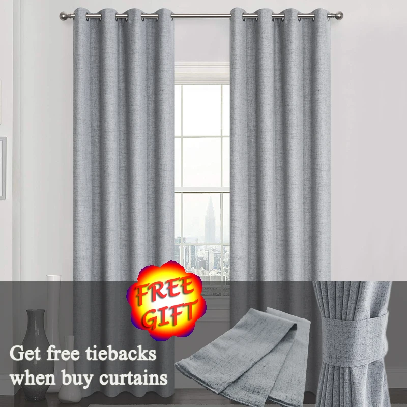 Linen 100% Blackout Curtains For Kitchen Bedroom Window Treatment  Solid Water Proof Curtains for Living Room Custom Made